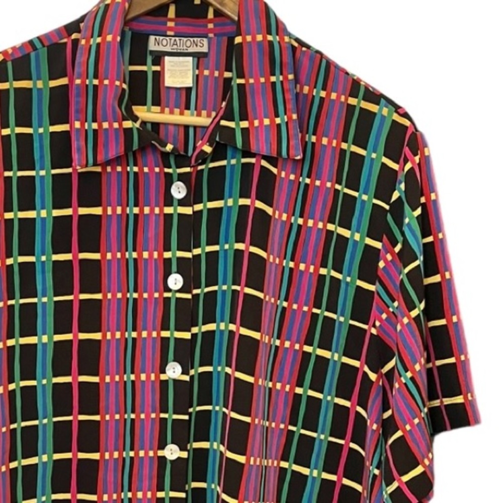 Vintage 90s multicolor plaid button down short sleeved shirt 40/20W